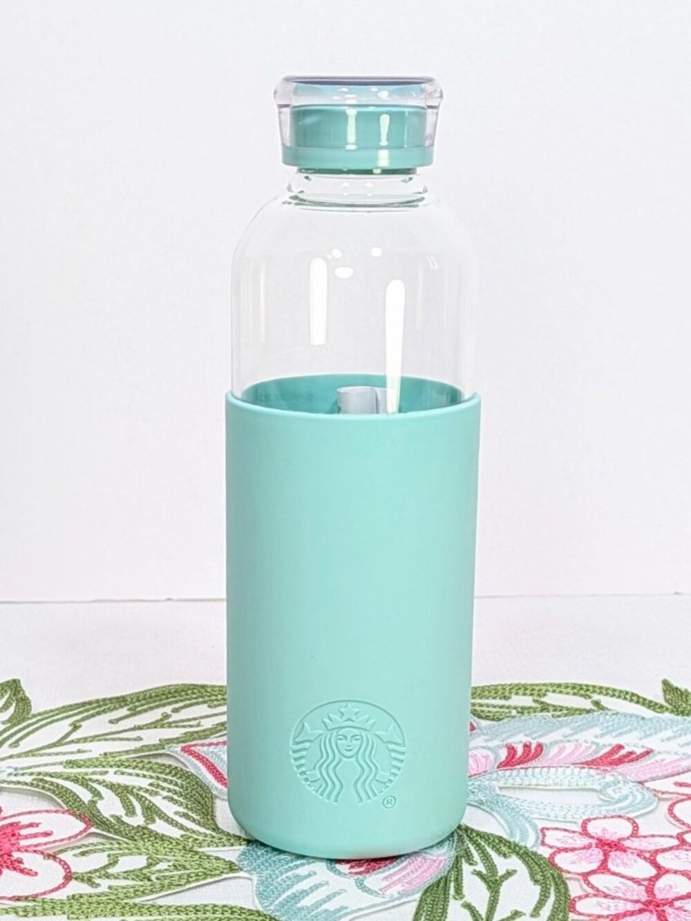 Starbucks 2026 Summer Road Trip Collection Mint Glass Silicone Bottle-NWT
